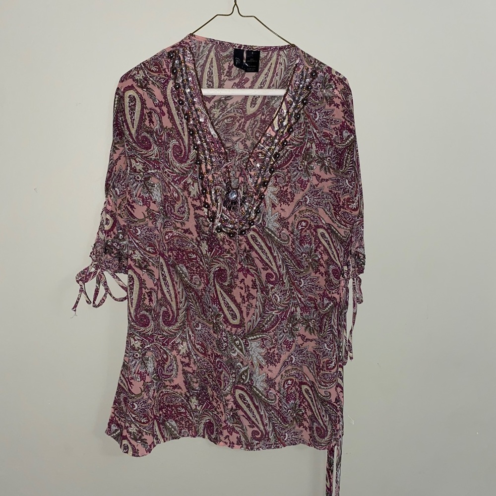 BKE boutique paisley beaded top
